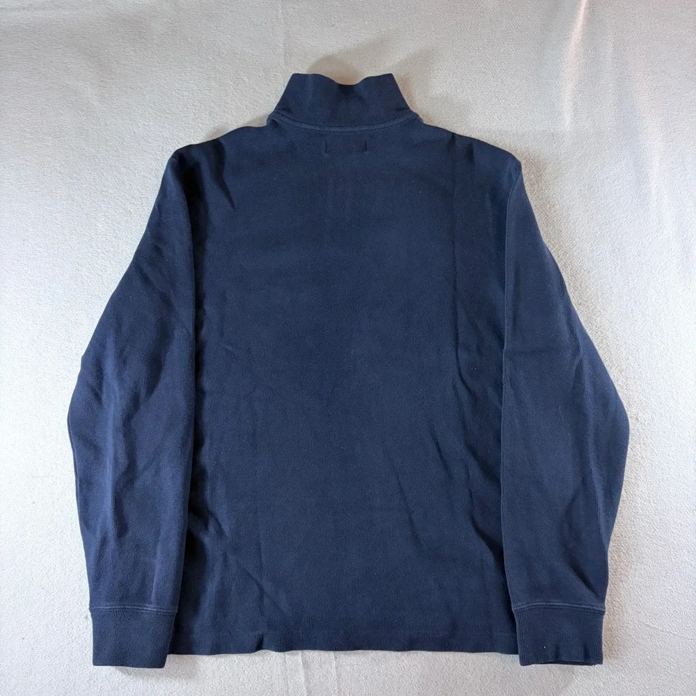 Polo Ralph Lauren Mens Large Navy Blue 100% Cotton Quarter Zip Pullover Sweater